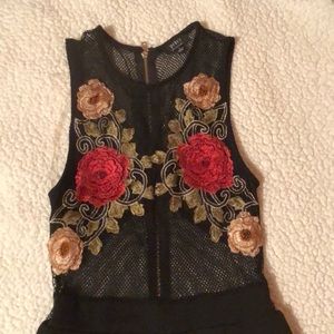 No brawl needed roses on the nips fishnet waist up